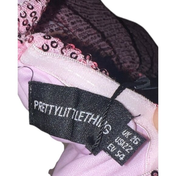 Pretty Little Thing Pink Sequin Ruched Mini Dress Open Back Sz 22 Womens - Picture 5 of 16